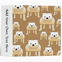 Pattern of Fawn English Bulldogs on Brown. 3 Ring Binder