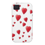 Pattern of Love Hearts in Red and White Case-Mate iPhone 4 Cases