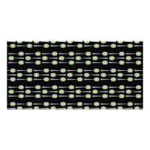 Pattern of Spoons, with Green Splat. On Black. Photo Card Template