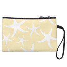 Pattern of Starfish in White and Yellow. Wristlet Clutch