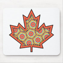 Patterned Applique Stitched Canadian Maple Leaf  4 Mouse Pads