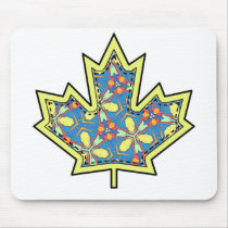 Patterned Applique Stitched Maple Leaf  01 Mousepads
