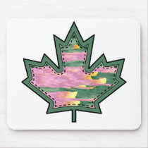 Patterned Applique Stitched Maple Leaf  11 Mousepad