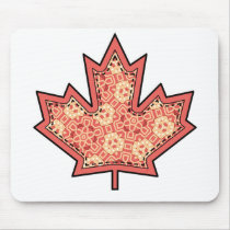 Patterned Applique Stitched Maple Leaf  12 Mousepads