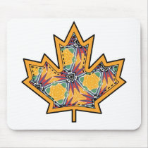 Patterned Applique Stitched Maple Leaf  13 Mousepad