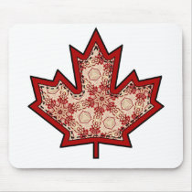 Patterned Applique Stitched Maple Leaf  14 Mouse Pads
