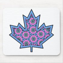 Patterned Applique Stitched Maple Leaf  15 Mousepads