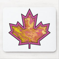 Patterned Applique Stitched Maple Leaf  1 Mousepad