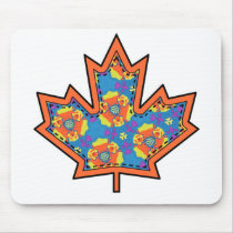 Patterned Applique Stitched Maple Leaf  2 Mousepad