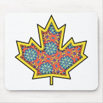 Patterned Applique Stitched Maple Leaf  3 Mouse Pad