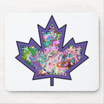 Patterned Applique Stitched Maple Leaf  4 Mouse Pads