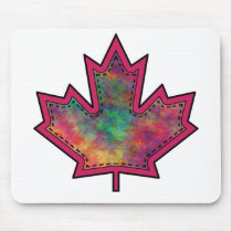 Patterned Applique Stitched Maple Leaf  6 Mouse Pad