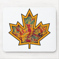 Patterned Applique Stitched Maple Leaf  7 Mousepads
