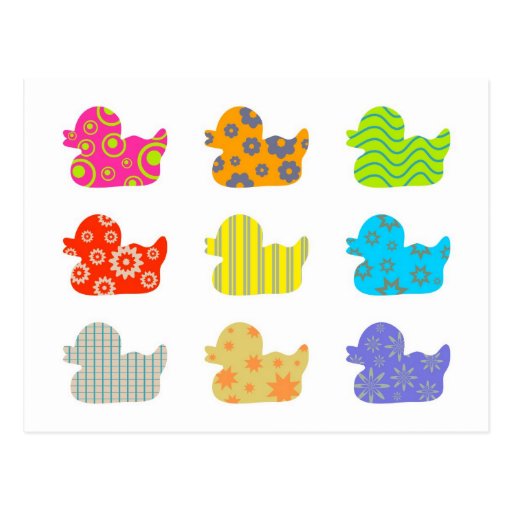 Patterned Ducks Postcard