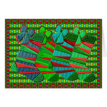 Patterned embroidered Christmas stockings Greeting Cards