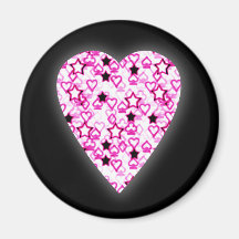 Patterned Heart Design in Pink, Black and White. Magnet