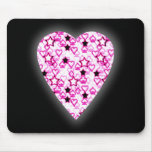 Patterned Heart Design in Pink, Black and White. Mouse Pads