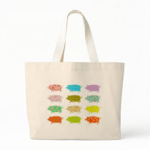 Patterned Pigs Tote Bag