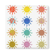 Patterned Suns Refrigerator Magnets