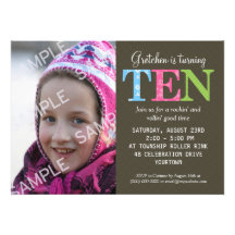 Patterned Ten Birthday Party Invitation