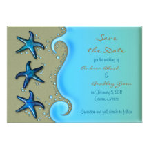 Paua Shell Starfish Save the Date Card Invite