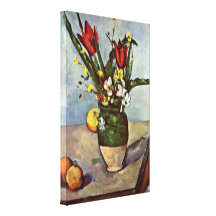 Paul Cezanne - still life of tulips and apples Stretched Canvas Print