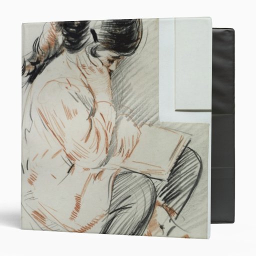 Paulette Reading Sitting on her Toy Dog Vinyl Binder