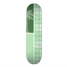 Paume tropicale et plaid vert clair planches à roulettes customisées