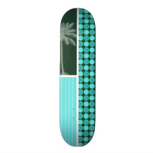 Paume tropicale ; Vert et point de polka de turquo Plateau De Skateboard