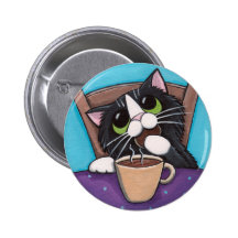 Pause café - bouton de chat badges