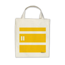 Pause Symbol mustard yellow stripes grocery bag