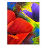Pavot rouge avec l'art de papillon - multi carte postale