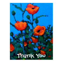 PAVOTS ROUGES LUMINEUX CARTE POSTALE