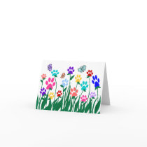 Paw print garden blank card