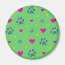 Paw Prints and Hearts Magnets