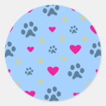 Paw Prints and Hearts Round Sticker