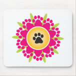 Paw Prints Flower Mousepads