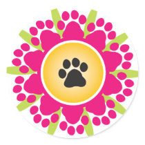 Paw Prints Flower Sticker
