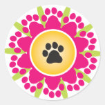 Paw Prints Flower Sticker