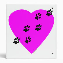 Paw Prints on my Heart - Pink 3 Ring Binders