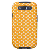 Paw Prints on Orange Samsung Galaxy S3 Cases