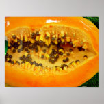 Pawpaw bisected with seeds poster