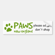 PAWS, adopt don't shop bumper sticker