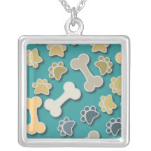 Paws and Bones Green Necklace