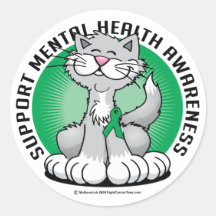 Paws for Mental Health Cat Round Stickers