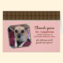 Paws Thank You Card for the Vet (pink/brown) cards