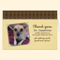 Paws Thank You Card for the Vet (yellow/brown) cards