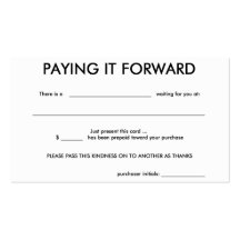 Paying It Forward Business Card Templates