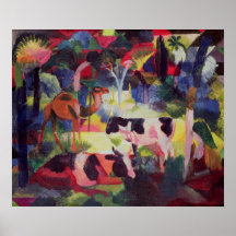 Paysage avec des vaches et un chameau posters