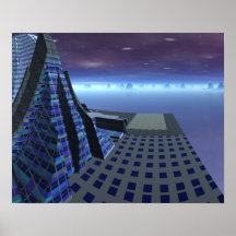 Paysage de Sci fi de centre d'art de Gingezel d'ai Poster